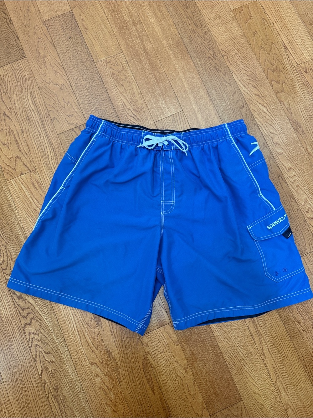Speedo Men’s Bright Blue Swim Trunks with White Accents